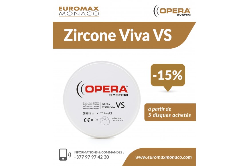  Offre spéciale Disques CAD-CAM Zircone Viva VS : -15% à partir de 5 disques achetés